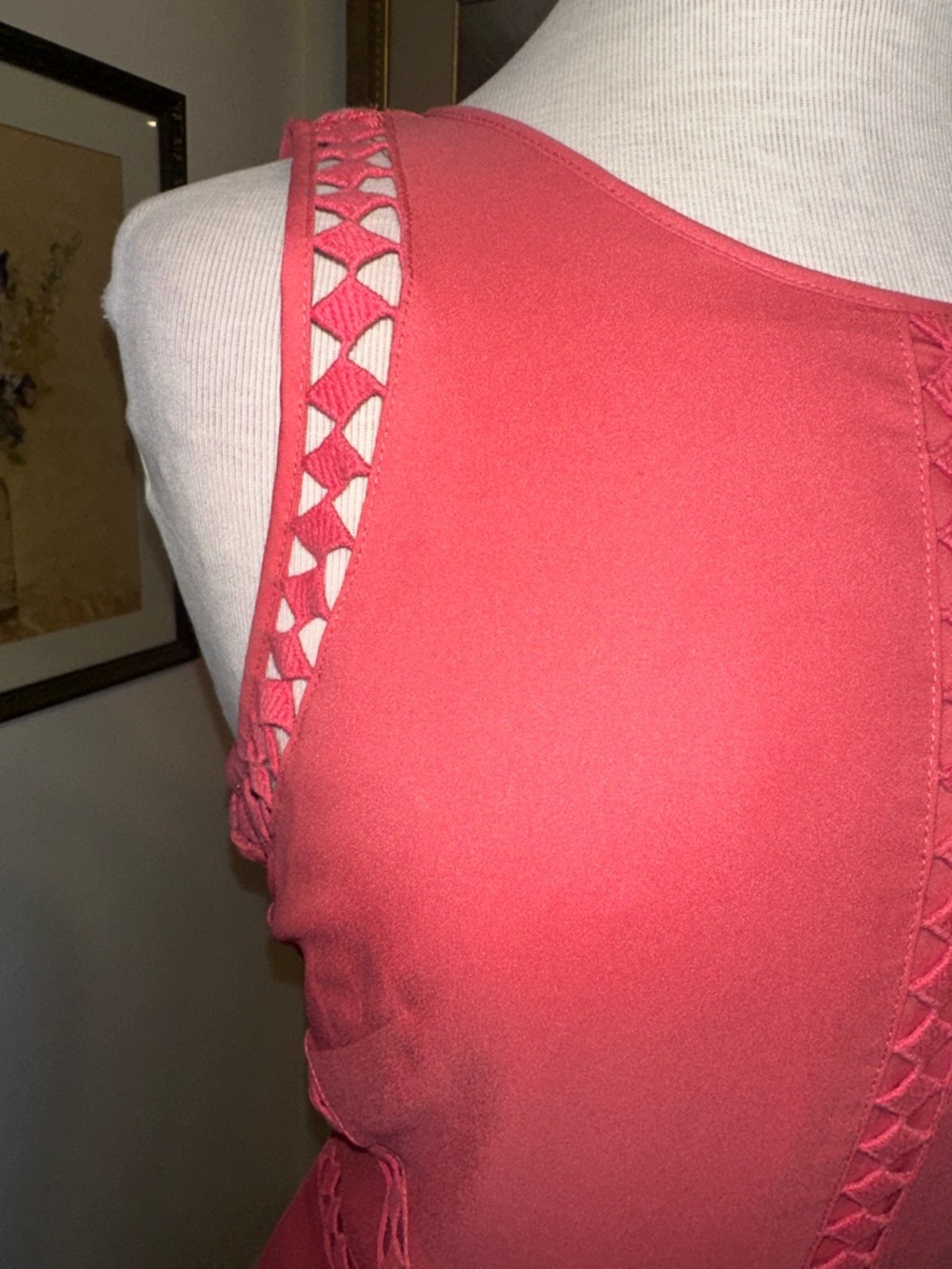 Ann Taylor Women's Sleeveless Coral A-Line Dress Size 10 - Picture 10 of 14
